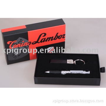cardboard pen packaging box in drawer shape with flocking vacuum formed insert tray